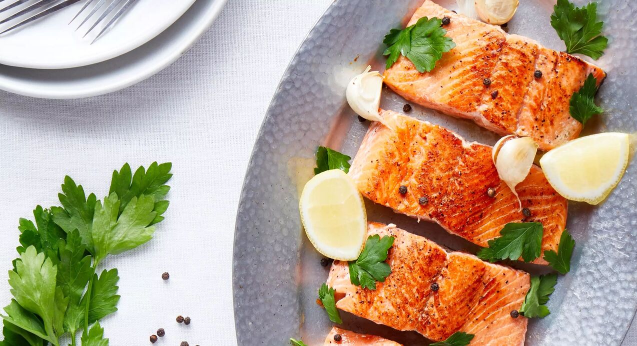 Filete de salmón nunha dieta proteica